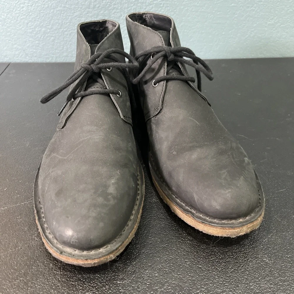 UGG Chukka Boots Mens 10.5‎ Black Biltmore Leather Lace Up Ankle Shoes Desert